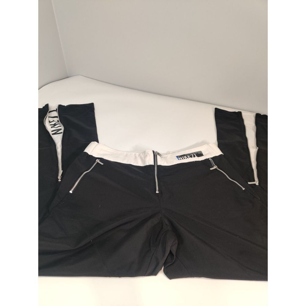 Vintage Nike 1971 Pants Flared Zippered Legs Black & White Medium
